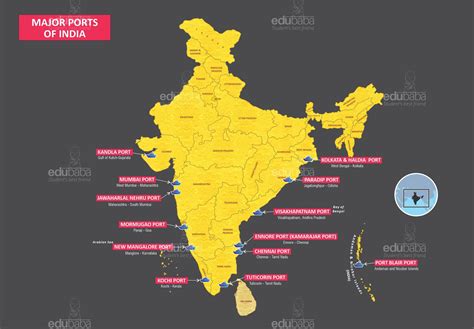 Which state has most number of ports in India